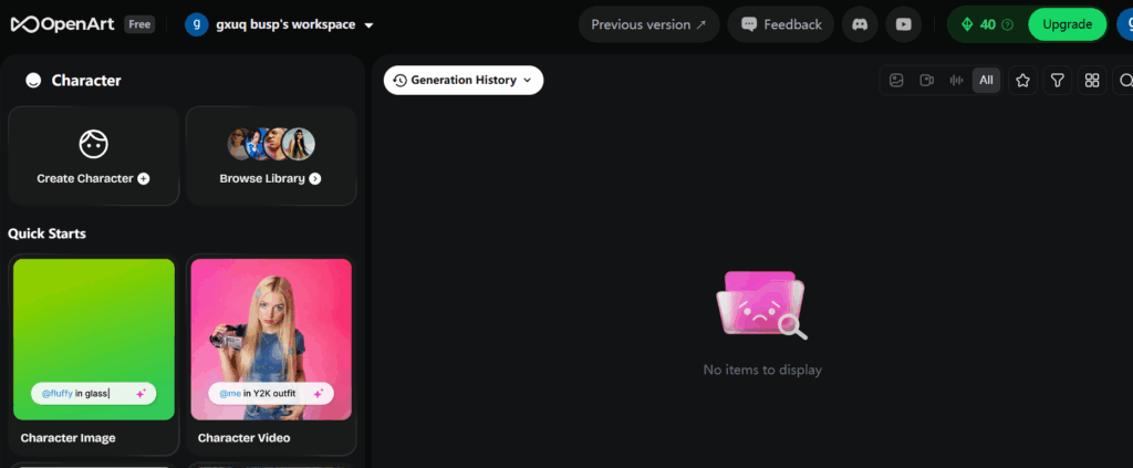OpenArt's ai character generator