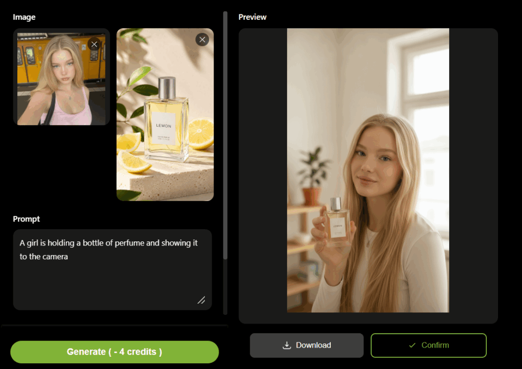 Steps for generating a AI avatar holding a product