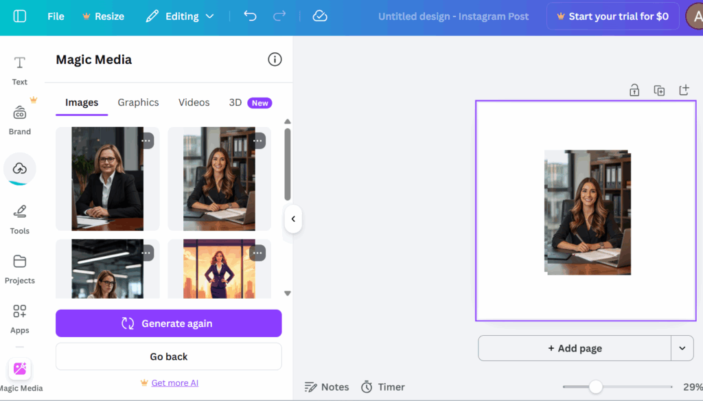 Canva’s AI character generator