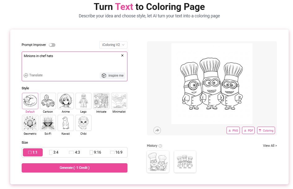 Turn text to coloring page