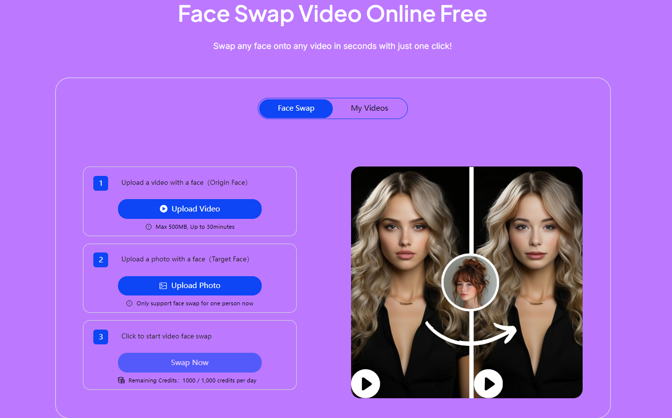 free ai tools-face swap video