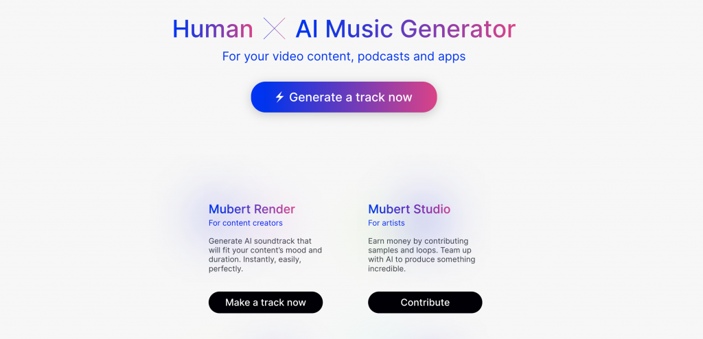 Mubert：For your video content, podcasts and apps - NoteGPT
