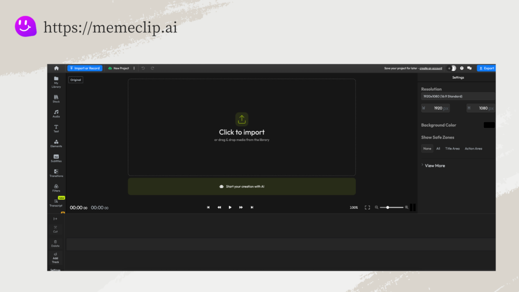 Interface of Flixier's Video Editor