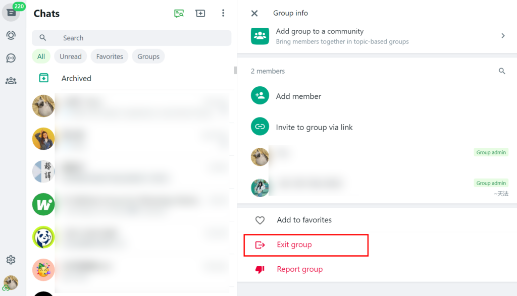 Exit Whatsapp Group