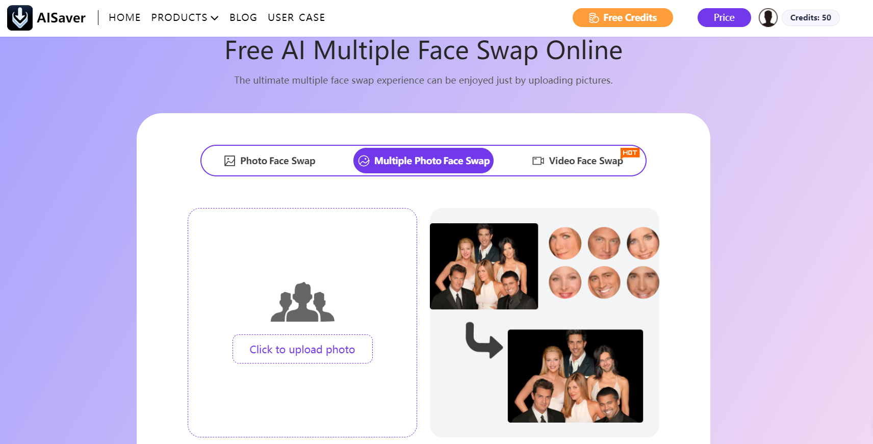 AISaver's best face swap AI tool-Multiple Face Swap