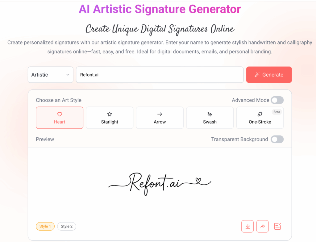 function of signature maker of refont.ai