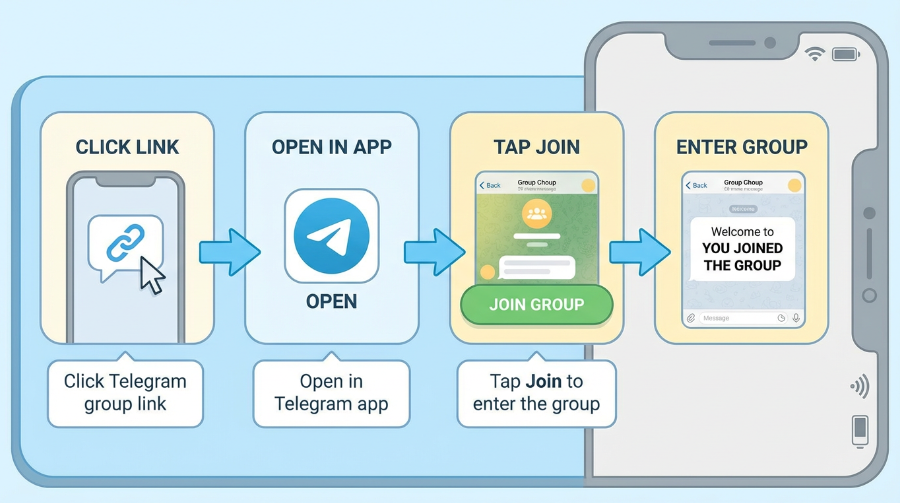 how to join a Telegram group via invite link on mobile