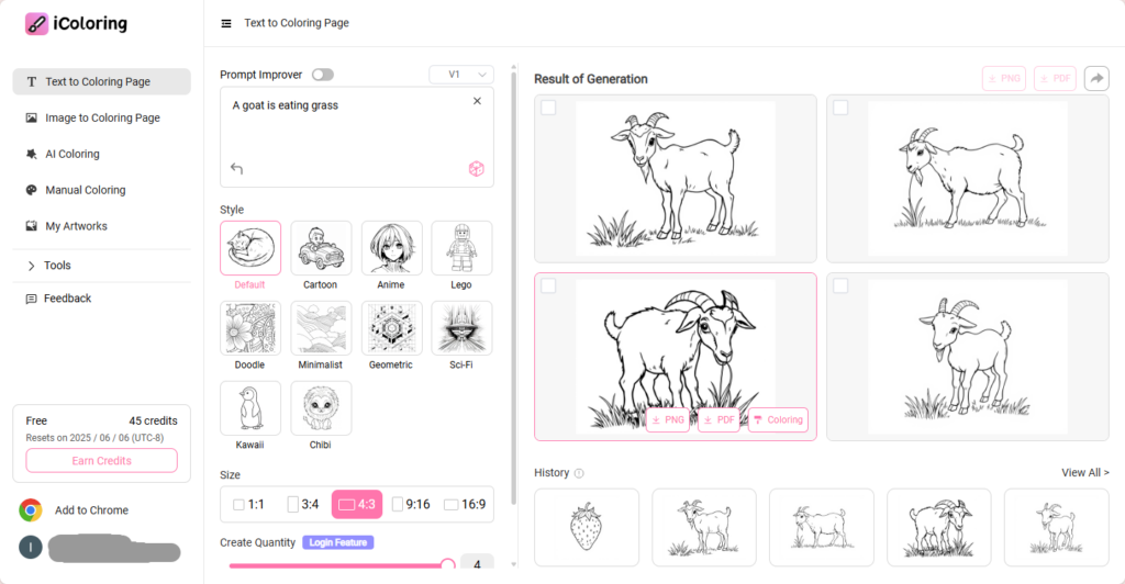 The effect of generated coloring pages