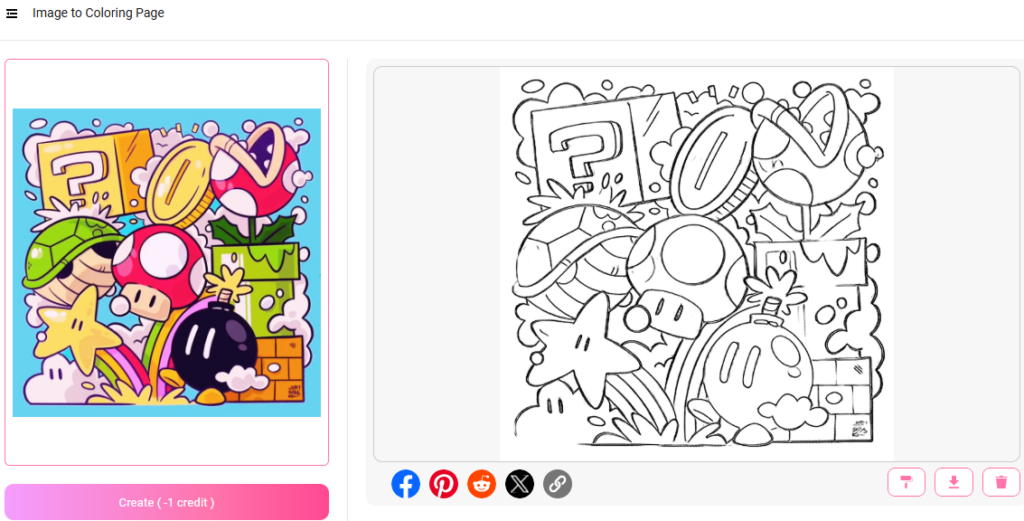 Generation effect of image to coloring page