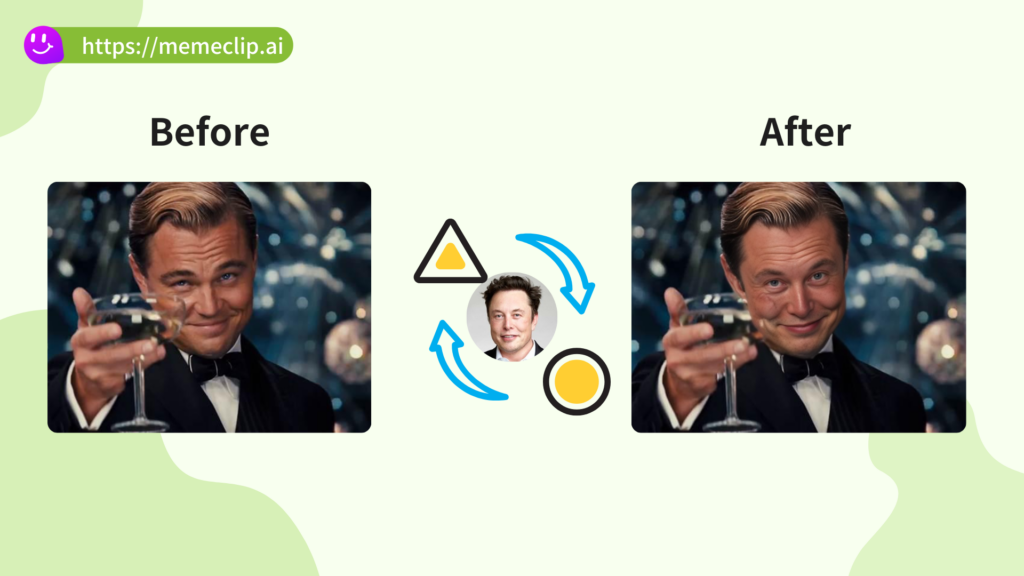 Face swap meme examples showing before and after transformations - MemeClip