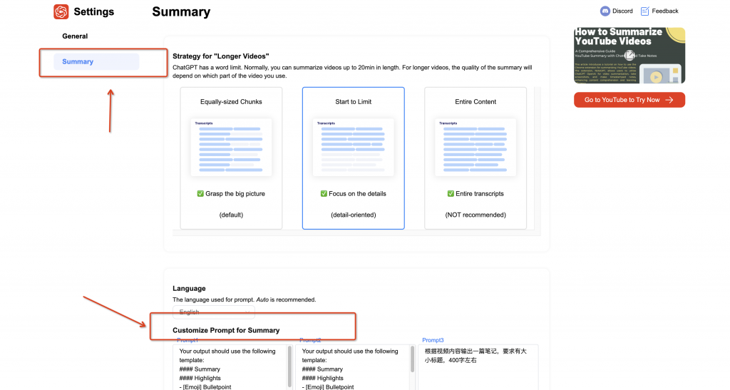 Customize Prompt for Summary - NoteGPT