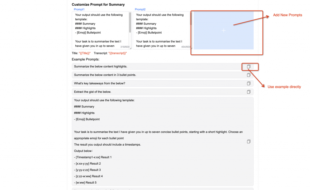 Add your Prompt and use example directly - NoteGPT