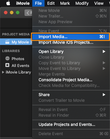 go to the "file" menu in the menu bar and select "Import Media…" 