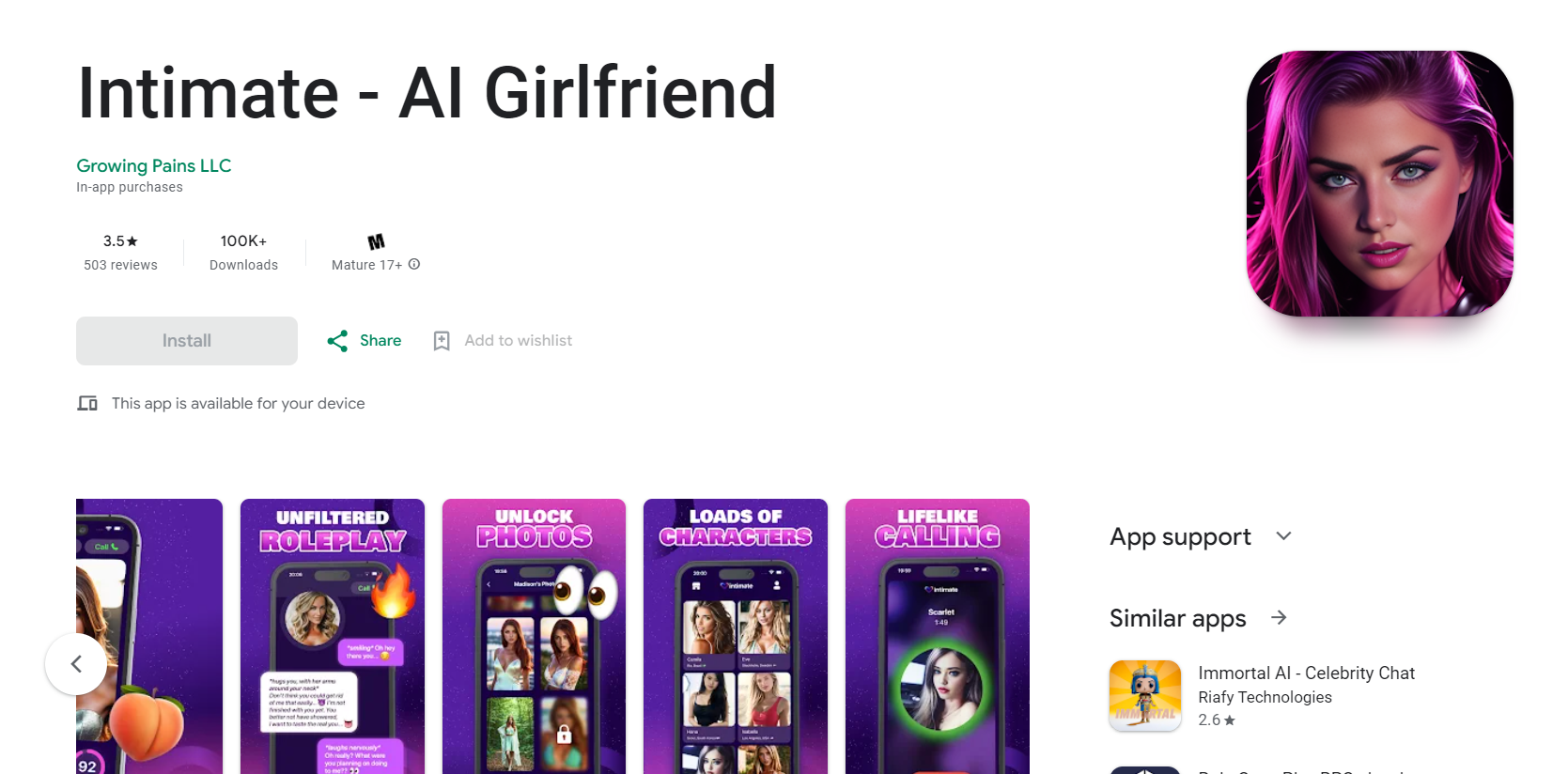 Intimate AI - Free AI NSFW Girlfriend Chatbot
