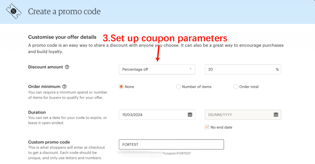 Set Up Coupon Parameters On Etsy