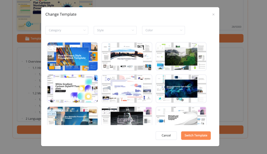 Choose a Template with AI PPT Maker