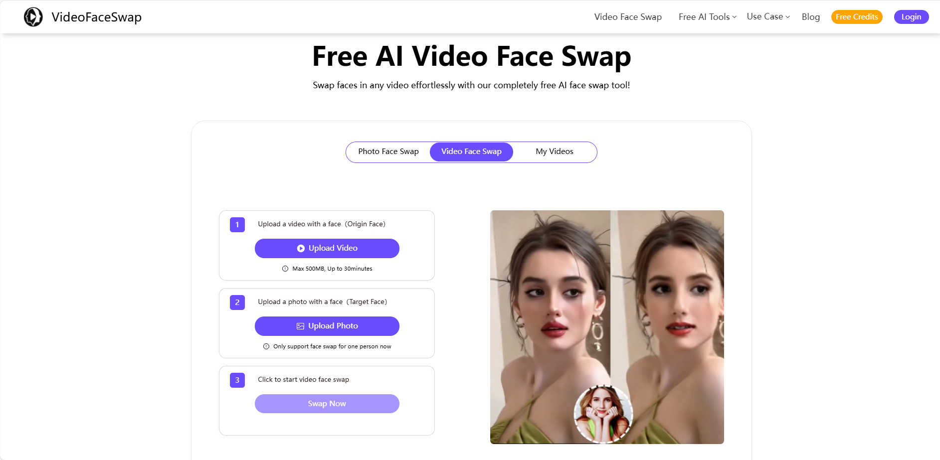 free unlimited video face swap-VideoFaceSwap