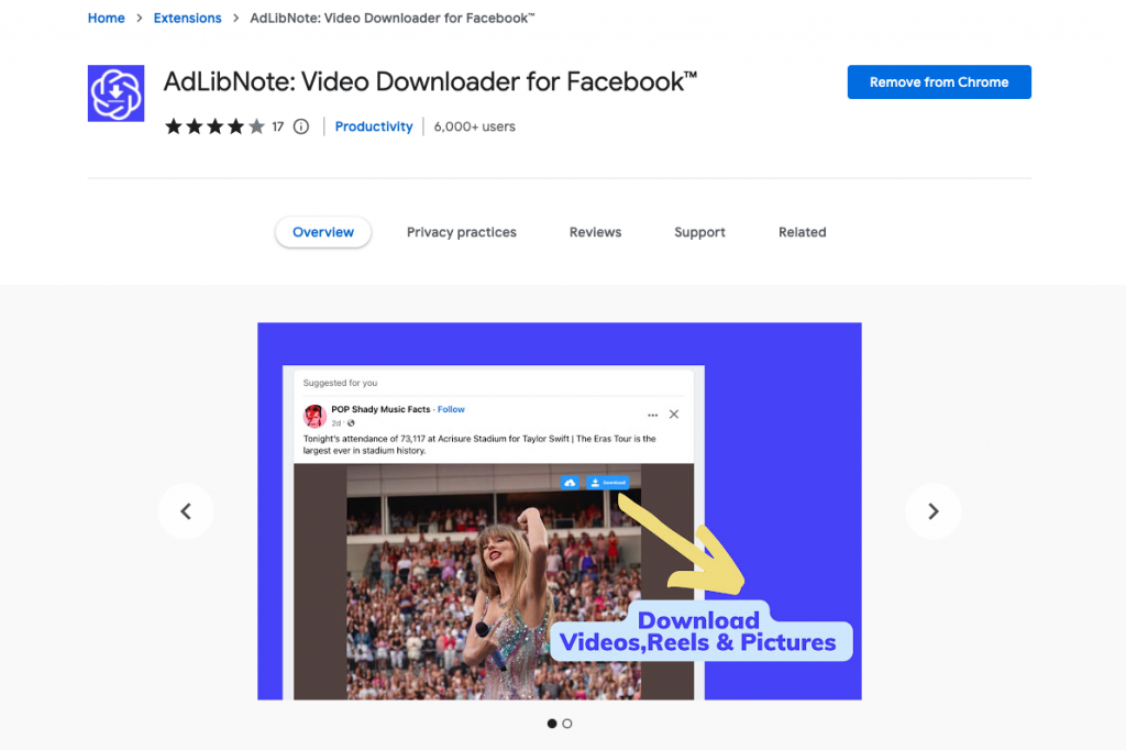 Denote Extension: AdLibNote - Video Downloader for Facebook