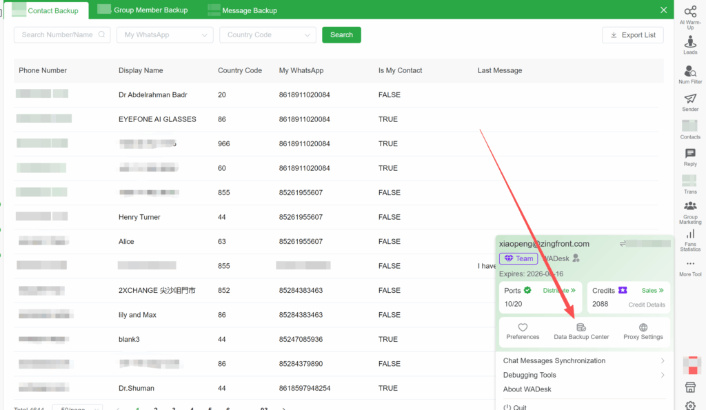 WADesk backup whatsapp chat