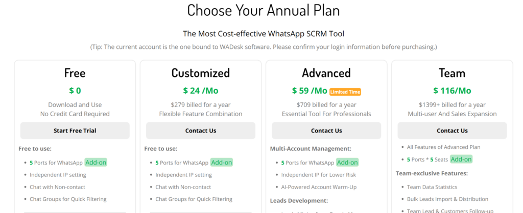 WADesk Pricing