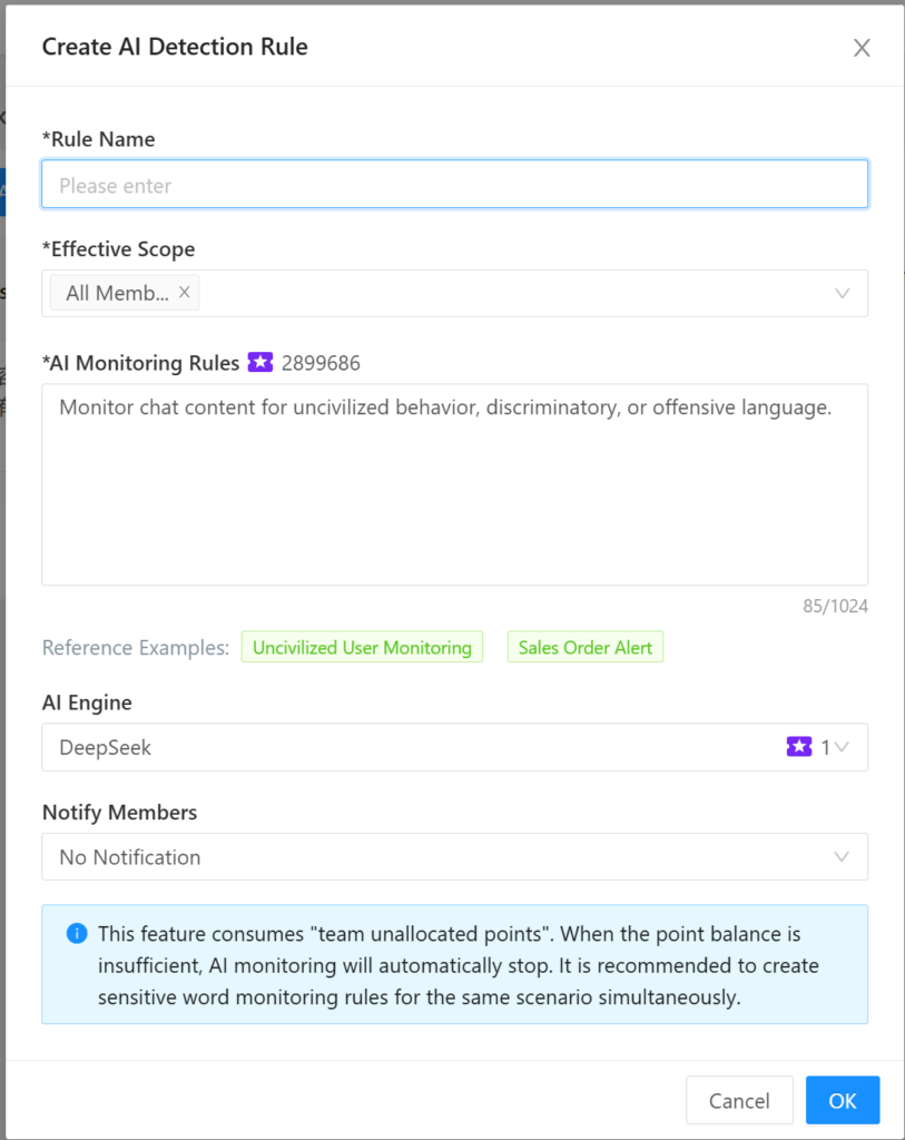 Create AI Detection Rule on WADesk