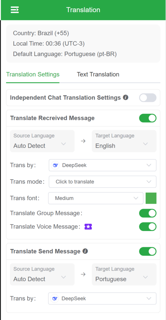 WADesk translation setting