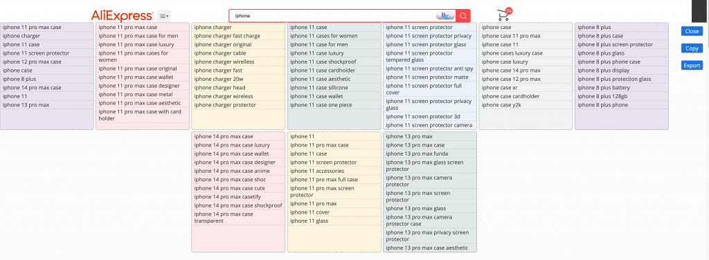 Universal KUniversal Keyword Planner box展示的关键词