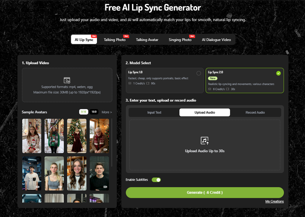 AI Lipsync interface of syncing audio with Seedance generated video