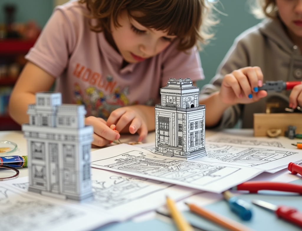 Child making pop-up cards from LEGO pages