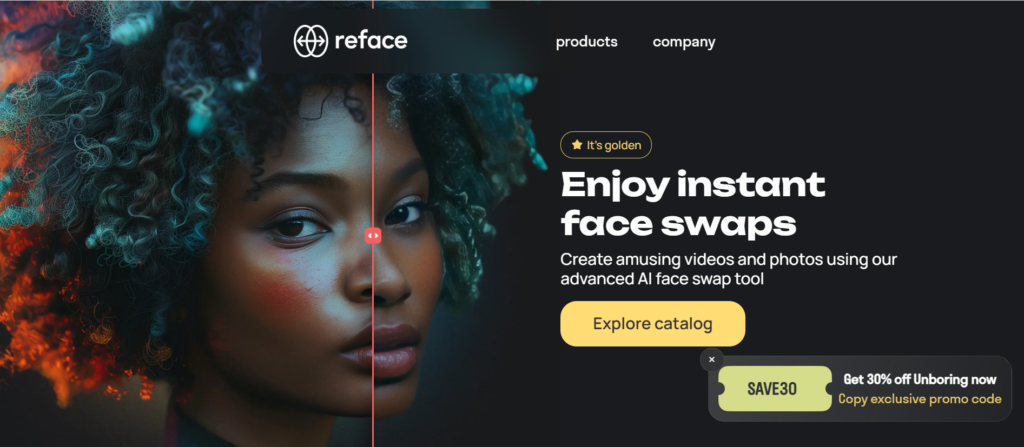 Reface AI's homepage