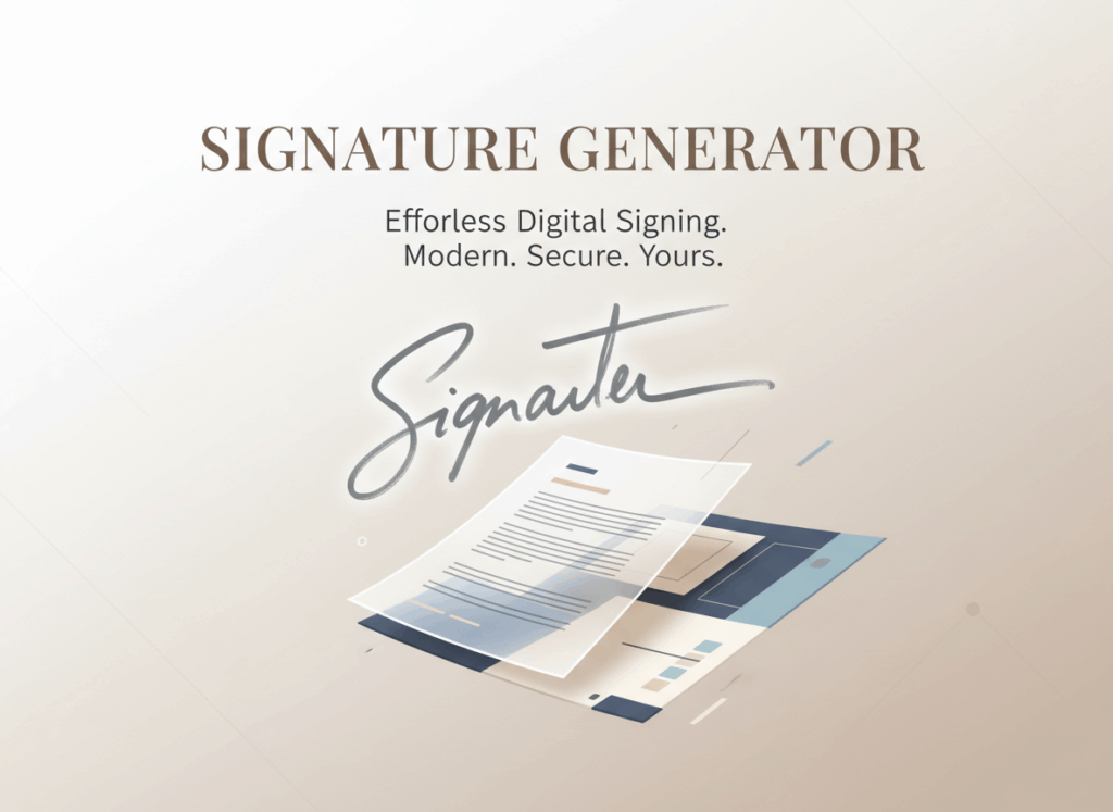 Signature generator for online documents and digital signatures