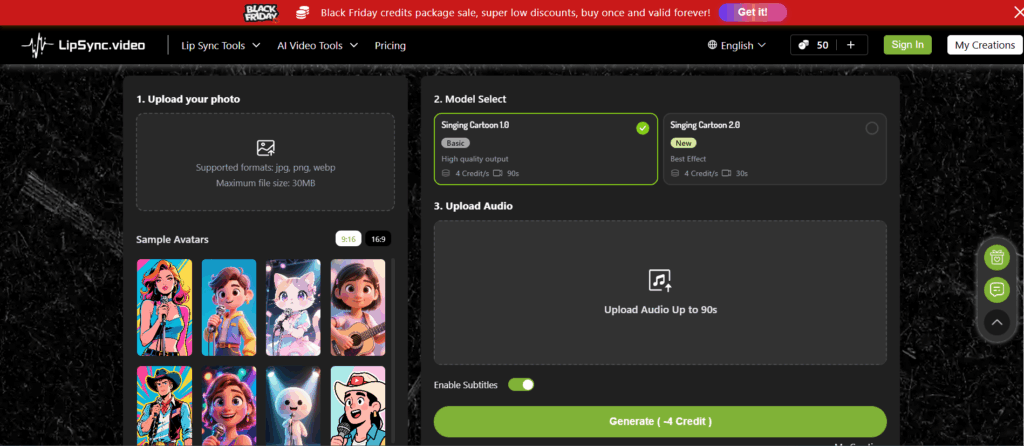 Step-by-step guide showing how to create a singing character video
