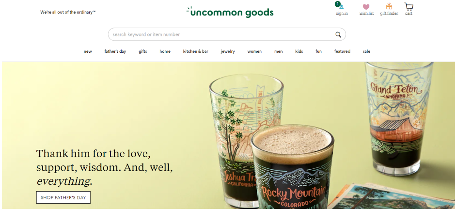 UncommonGoods homepage