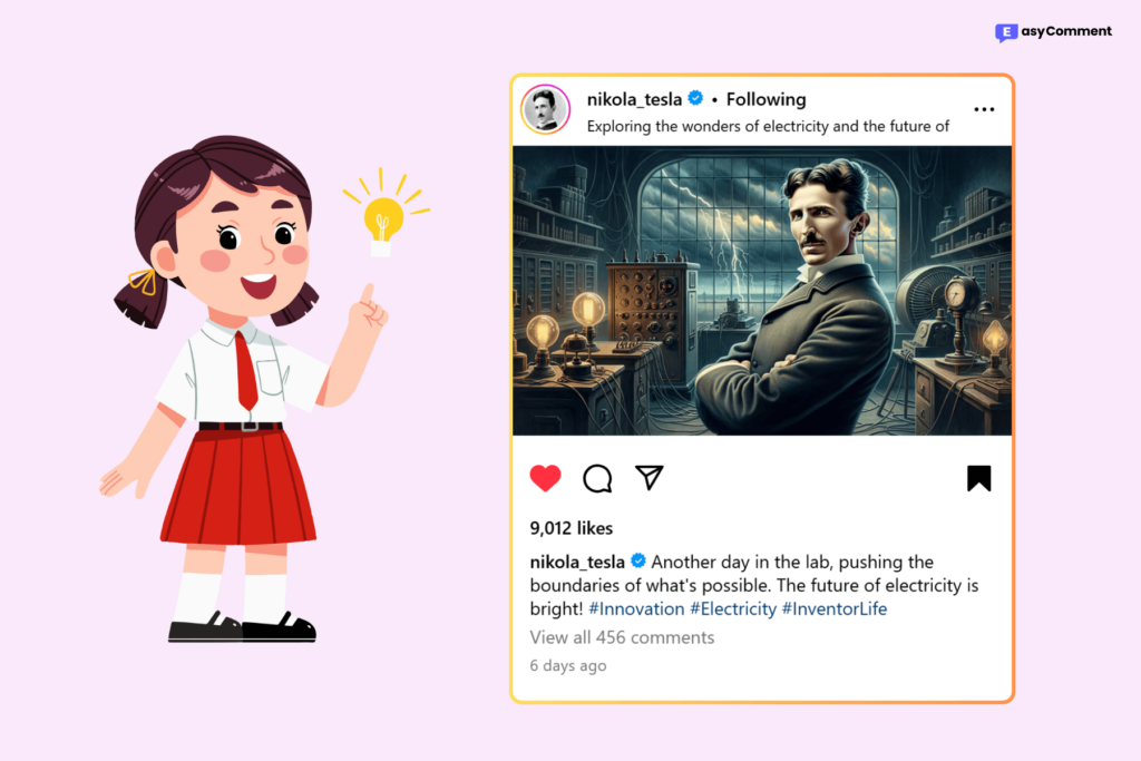Example of students creating posts as historical figures