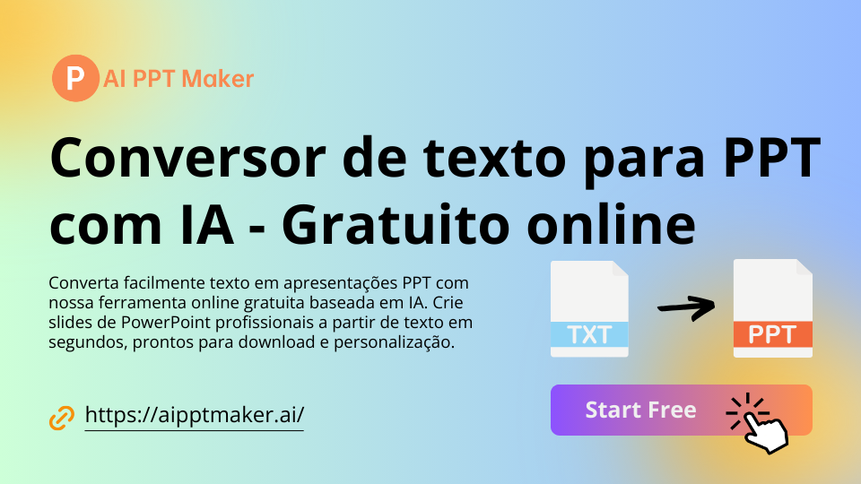 Conversor de texto para PPT com IA - Gratuito online - AI PPT Maker