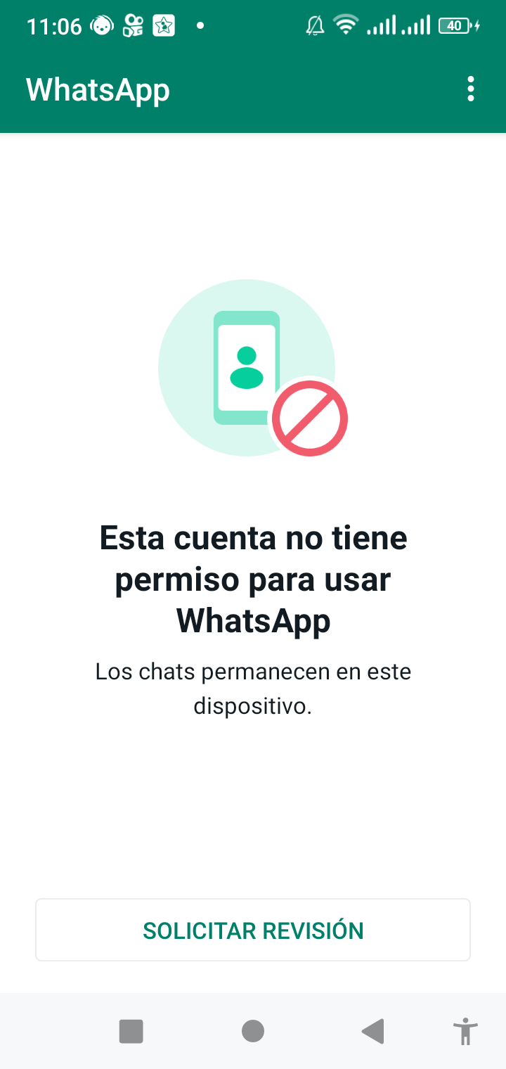 Esta cuenta no tiene permiso para usar WhatsApp