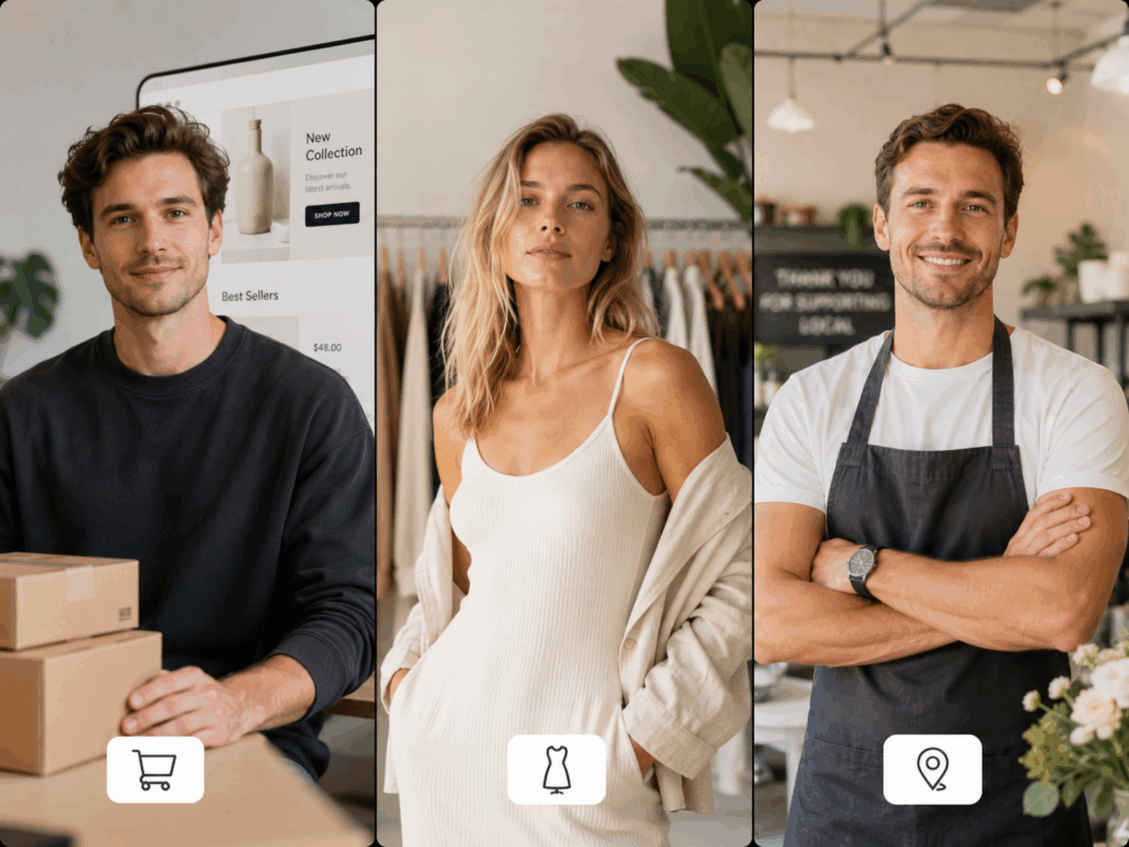 Three different examples of AI- UGC ads