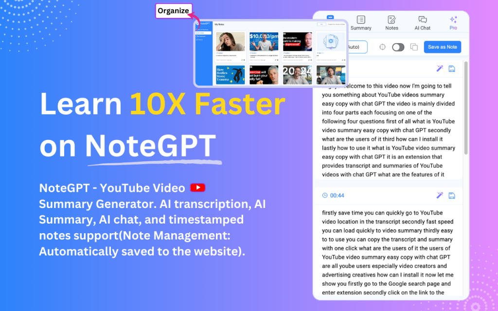 NoteGPT: YouTube Summary with ChatGPT & Notes