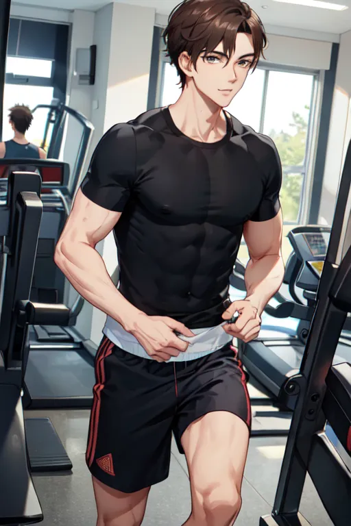 AI boyfriend is doing exercise in gym