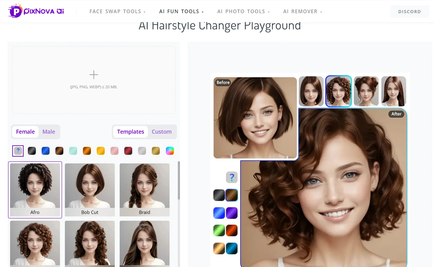 AI hairstyle changer in PixNova AI