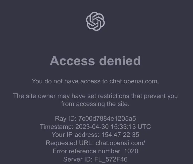 ChatGPT Access denied