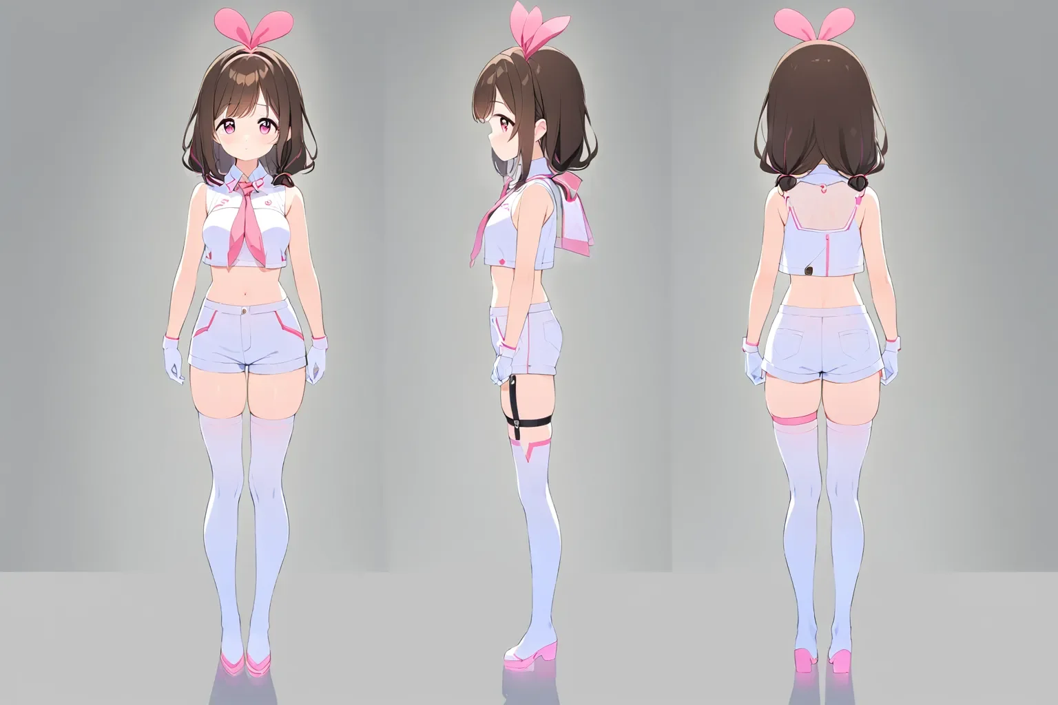 Kizuna AI character reference sheet