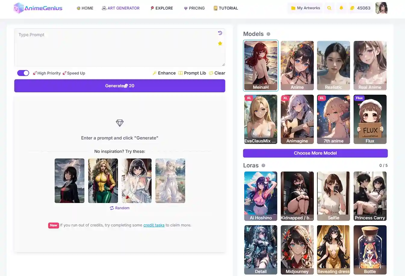 the interface of AnimeGenius