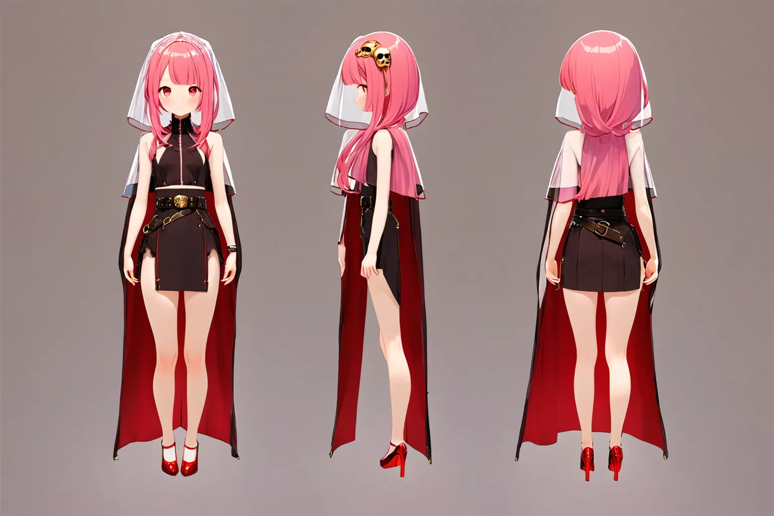 Mori Calliope character reference sheet