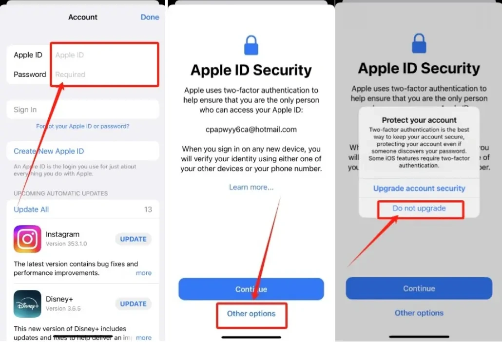 How to login with the Shared Apple ID? 