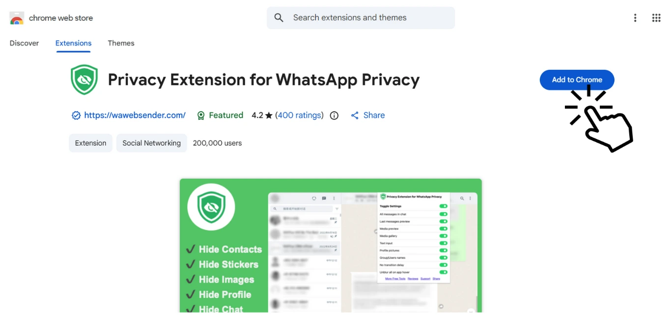 Install Privacy Extension for WhatsApp Web.