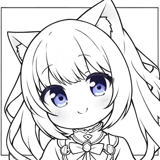 AI-generated anime girl coloring page