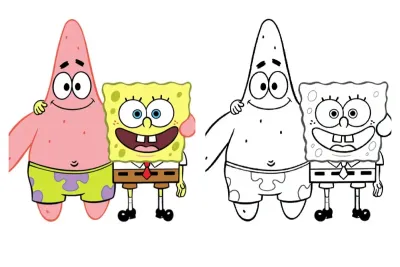 Cartoon character to coloring page