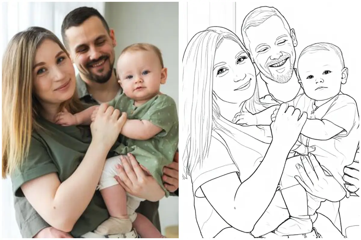 family photo to coloring page