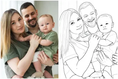 family photo to coloring page